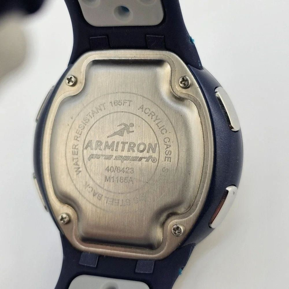 Armitron Digital Men's Watch 43MM Dark Blue‎ Case Dark Blue Gray Plastic Bands